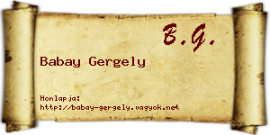 Babay Gergely névjegykártya